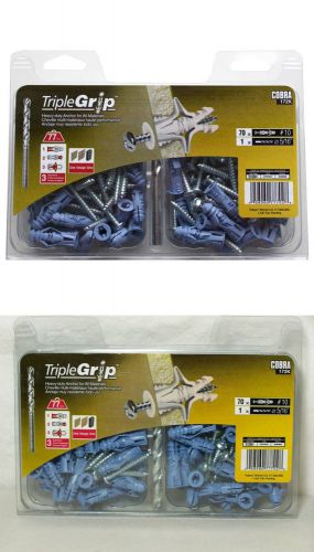 Two(2)--  cobra 172k triple grip heavy-duty #10 anchors  pack of  70 for sale
