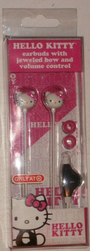 NEW Hello Kitty Earbud-style headphones 3.5mm plug size White/Pink - MP3/iPod