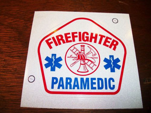 Firefigher Paramedic Fire Dept w/ Center Emblem -  Reflective Sticker - Decal