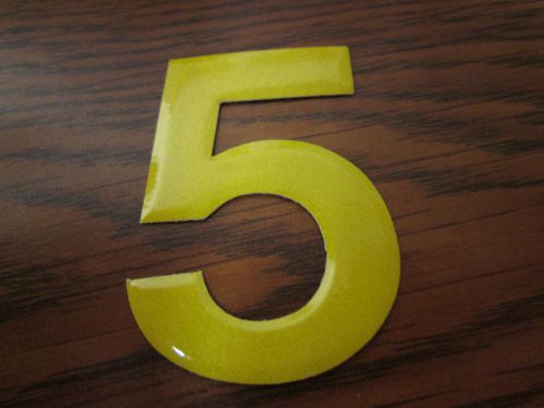 5 (five), adhesive fire helmet numbers, lime/yellow, lot of 14, new for sale