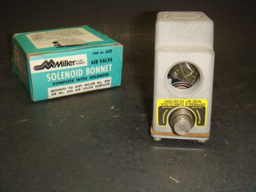 NEW MILLER SOLINOID BONNET NO. 635, COMPLETE WITH SOLENOID, NEW IN BOX