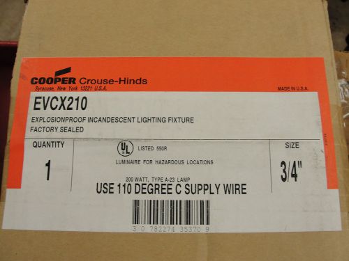 Nib, cooper, crouse-hines, explosion proof light. evcx210. for sale