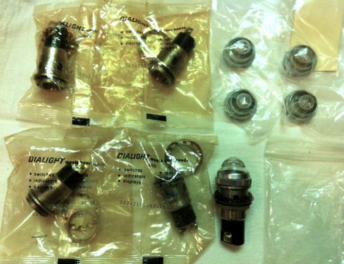Lot 5 new dialight s-6 lamp socket w/ 5 clear jewel lens caps, 103-0901-05-103 for sale