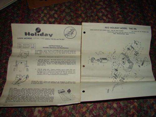 HOLIDAY LAWN MOWER REO HOLIDAY MODEL THE-18L 1954 PROD