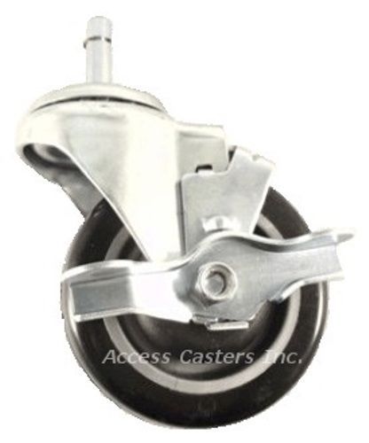 4PD1PSB 4&#034; Grip Ring Stem Swivel Caster with Brake, Poly Wheel, 280 lbs Capacity