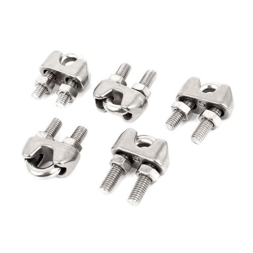 5mm 1/5&#034; stainless steel wire ropes u bolt clips clamp silver tone 5 pcs for sale