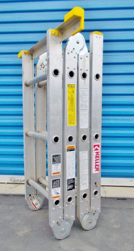 KELLER KKL-12 TYPE I (250#) ALUMINUM FOLDING MULTI-LADDER - 12 Ft. @NR