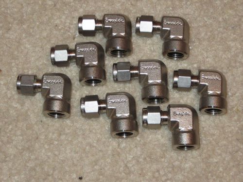Swagelok 8 each 1/4&#034; x 1/4&#034; FPT Stainless Steel 90 Degree Adapters