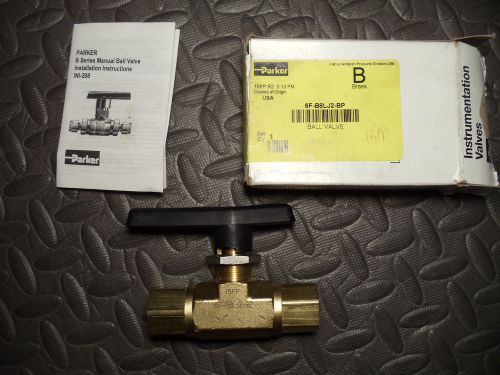 Parker brass ball valve, inline, fnpt, [3/8 inch] 6f-b8lj2-bp for sale