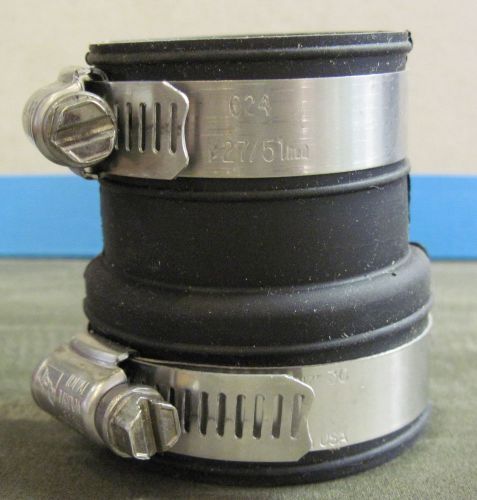 1 1/2 x 1 1/4 pvc rubber boot connector w/ stainless hose clamps for sale