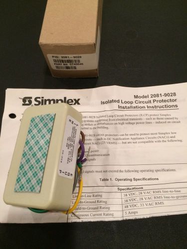 Simplex 2081-9028 Isolated Loop Circuit Protector NEW IN BOX