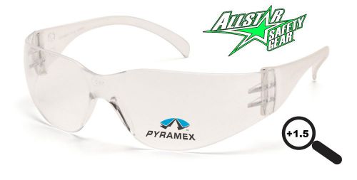 Pyramex intruder 1.5 bifocal safety glasses readers clear lens s4110r15 cheater for sale