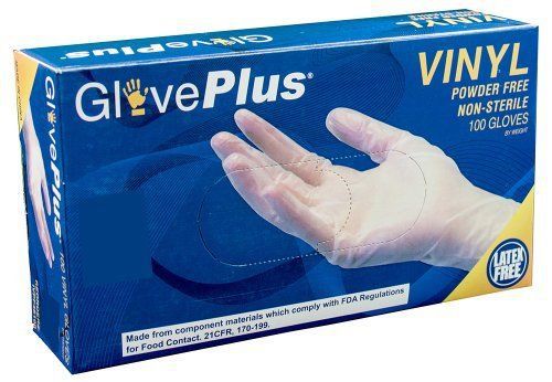 Ammex ivpf gloveplus vinyl glove  latex free  disposable  powder free  medium (c for sale