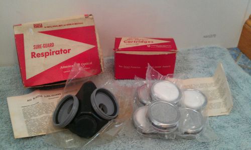 Vtg. American Optical Respirator Filter Cartridges(NOS) &amp; Mask~R58/R6058~Org.Box