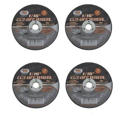 4 pc 3&#034; metal steel cut off wheel 1/16&#034; thickness 3/8&#034; arbor type 41 flat disc for sale