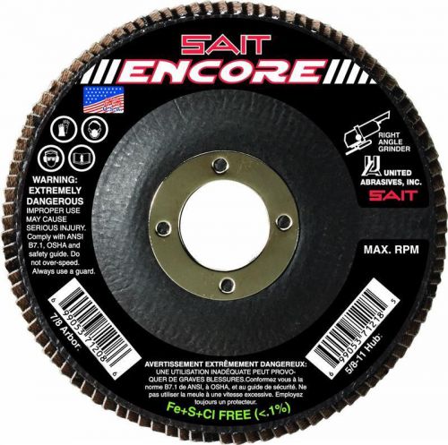 SAIT 71206 4-1/2X7/8 Encore Type 27 Regular Density Zirconium Flap Discs 40 Grit