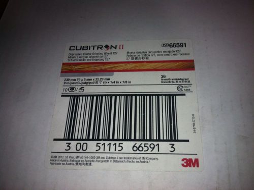 3m cubitron ii depressed center grinding wheel t27 9&#034;x 1/4&#034;x 7/8&#034; 66591 new for sale