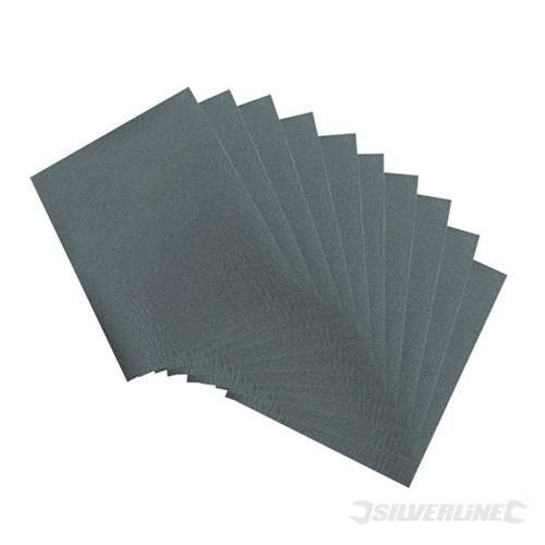 10 x silverline wet &amp; dry emery sand sanding paper sheets 230mm x 280mm 240 grit for sale
