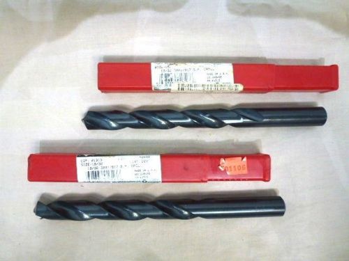 2 - cleveland twist drill bits 19/32&#034; 7.5” oal straight shank hss for sale