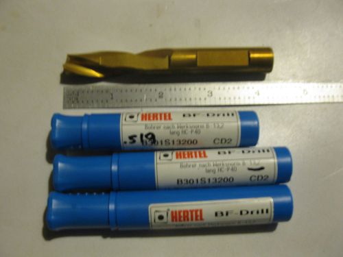 3 new hertel solid carbide .519 (13.2mm) drill.coated.