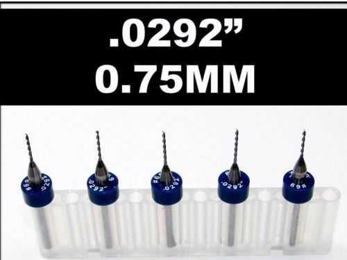 .029&#034; - #69 -  0.75mm - 1/8&#034; Shank  Carbide Drill Bits FIVE Pcs CNC Dremel Hobby