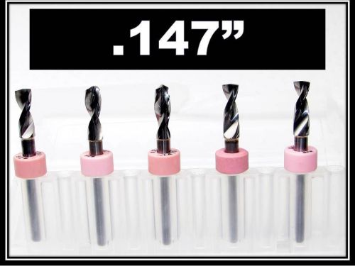 3.70mm - .147&#034; - 1/8&#034; shank  carbide drill bits five pcs cnc dremel model hobby for sale