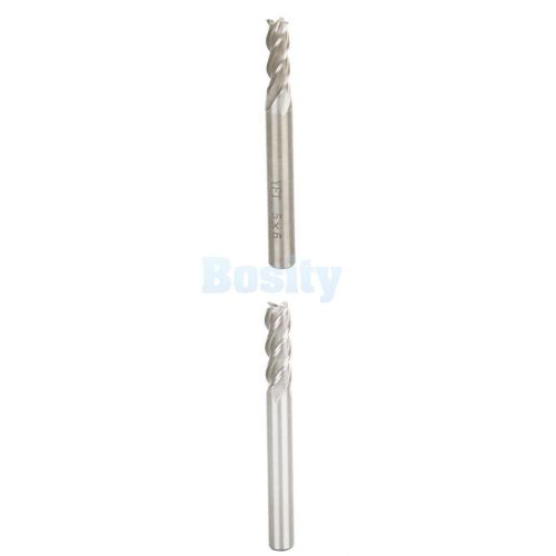 2x hss 4-flute 5mm x 5mm &amp; 6mm x 5mm shank end milling cutter for sale