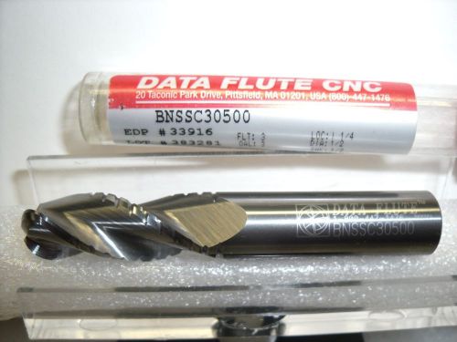 Data flute 1/2&#034; x 1/2&#034; x 1-1/4&#034; x 3&#034; 4 fl ssbnc-30500 carbide ball end mill-a27 for sale