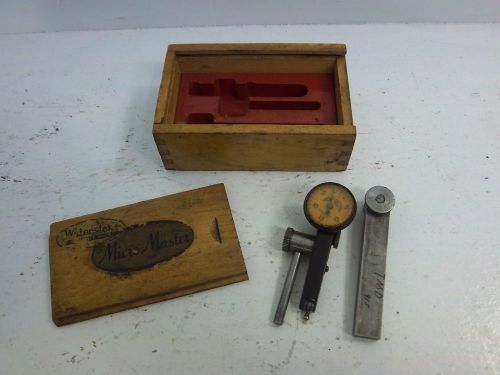Vintage micro masterdial indicator set with dovetail wood box hand tool for sale