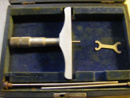 Vintage ~ brown and sharpe ~ 1&#034; depth micrometer #608 ~ w/rods &amp; case for sale