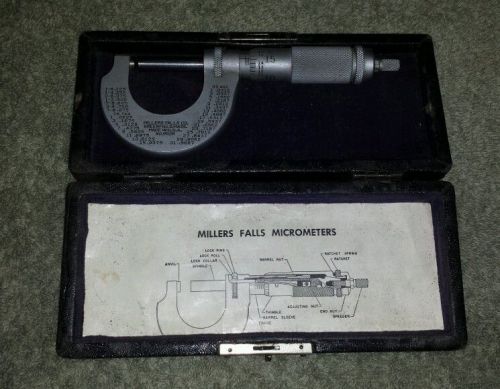 Vintage Millers Falls Co. 0-1&#034; Micrometer # 902R - Friction Thimble w/ Case
