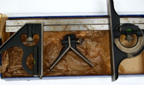 Brown &amp; sharpe combination set-square center and protractor in original box for sale