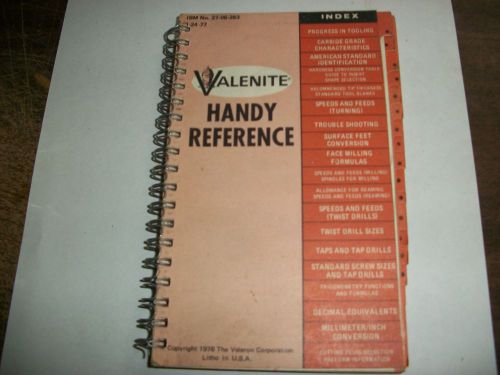 USED VALENITE HANDY REFERENCE BOOK COPYRIGHT 1976