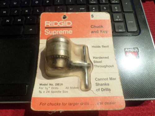Vintage NOS Ridgid Supreme Model #DB1A Chuck &amp; Key Unopened Package 1/4&#034; Drills