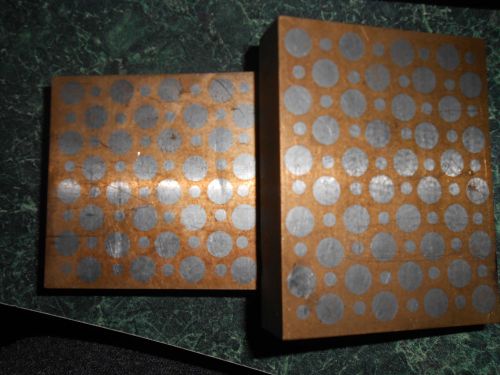 MAGNETIC grinding/EDM BLOCKS .960 thick  brass with .250 and .125 steel pins