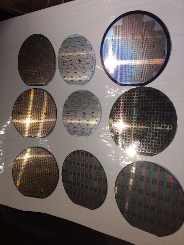 9 Silicon Test Wafers 80&#039;-90&#039;s Variety Silicon Valley 7-8&#034; 2-4&#034; Colors!! Lot 6