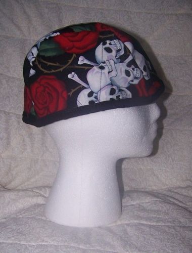 Welding cap, pipe fitter,``.skull and roses``.   new fabric for sale