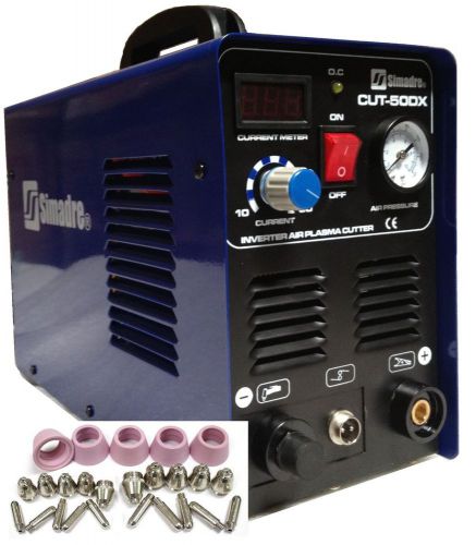 Simadre plasma cutter portable 50 amp blue 50dx +25 consumables dual voltage for sale