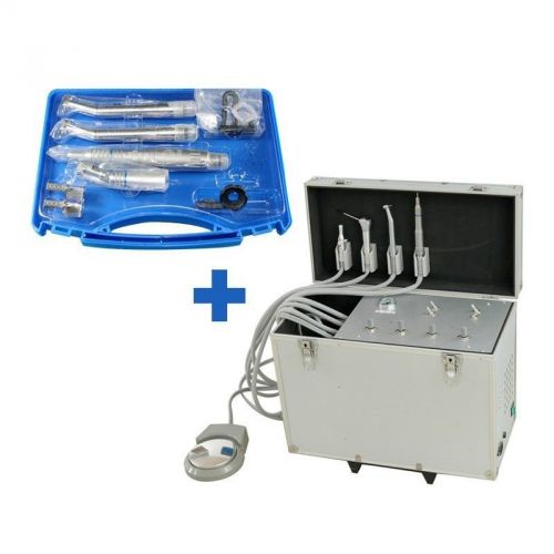 Dental Portable Unit Suction Self-Contained Compressor+High Low Handpiece Kit 4H