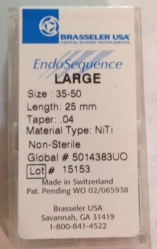 1 pack of Brasseler EndoSequence Rotary Files size LARGE 35-50 25mm, Taper .04