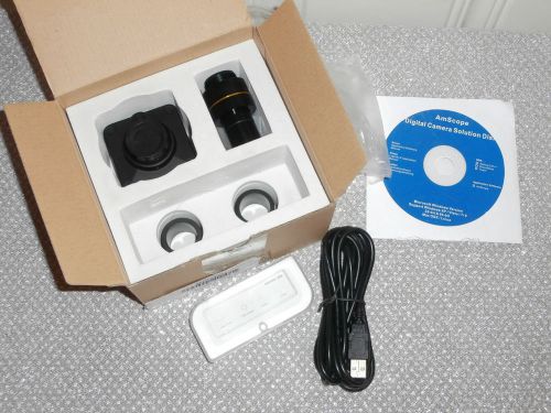 Amscope mu500-ck 5.0 mp usb microscope camera + software + calibration kit mint for sale