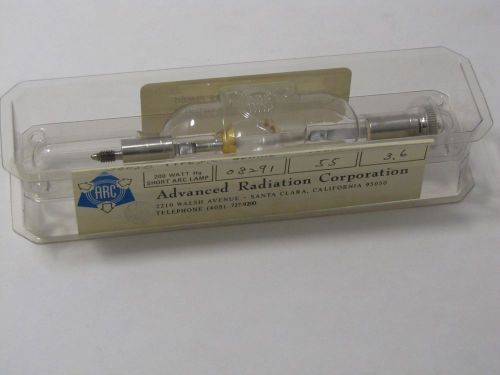 Advanced Radiation 200 Watt Mercury (Hg) Short Arc Lamp 55V 3.6 Amps NIP
