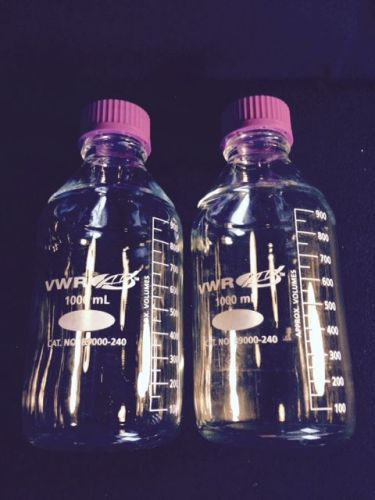 Lot of 2 1000ml lab storage bottles, purple tops for sale
