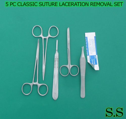5 PC CLASSIC SUTURE LACERATION REMOVAL KIT SET (SCALPEL HANDLE #4+ 5 BLADES #20)
