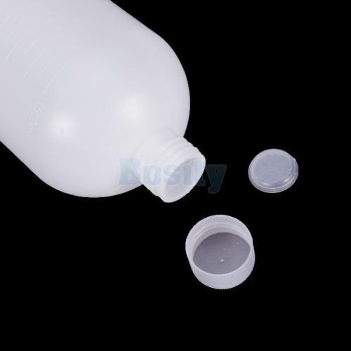 3x 1000ml ldpe capacity cylinder body white plastic lab bottle liner ribbed lid for sale