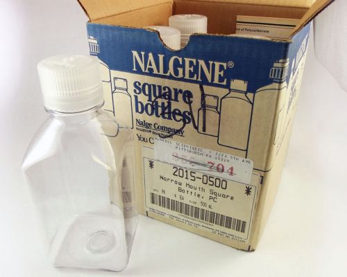 (CS-570) Nalgene 2015-0500 Square Bottle, Polycarbonate, 500mL (Pack of 4)