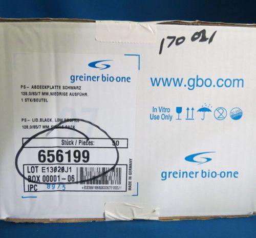 Greiner bio-one 96 well lids black  low profile ps 656199# case of 50 for sale