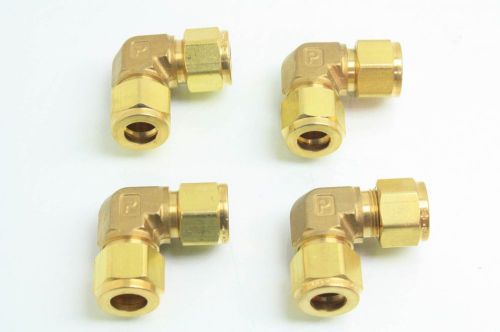 Lot of 4 parker brass elbow tube fittings 3/4&#034; tube od missing ferrules for sale