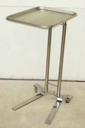 Pedigo P-1066-SS Double Post Foot Operated Mayo Stand w/ 16 1/4&#034; x 21 1/4&#034; Tray
