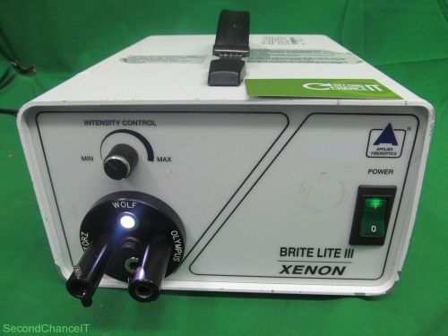 Applied Fiberoptic Xenon Brite Lite III Light Source w/ Power Supply -No Headset